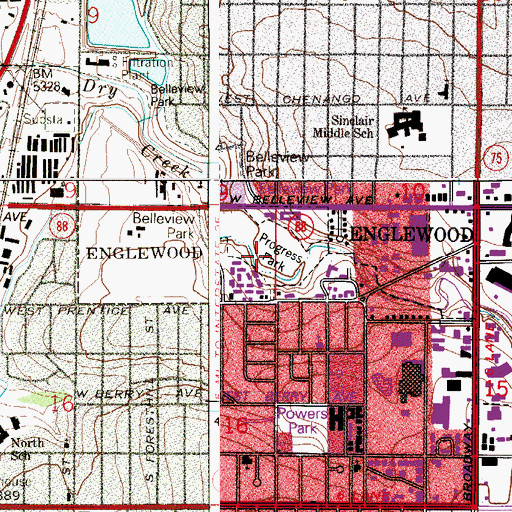 Topographic Map of Progress Park, CO