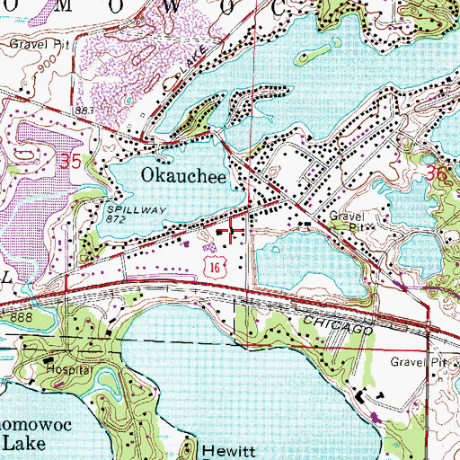 Topographic Map of Okauchee Elementary School, WI