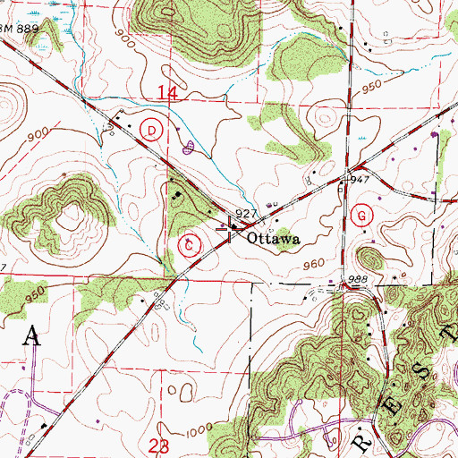 Topographic Map of Ottawa Presbyterian Church, WI
