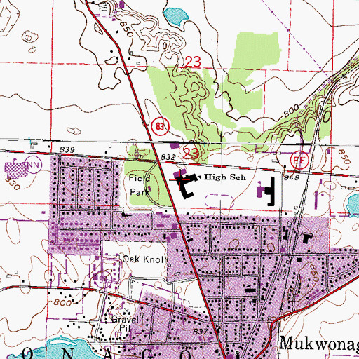 Topographic Map of Park View Middle School, WI