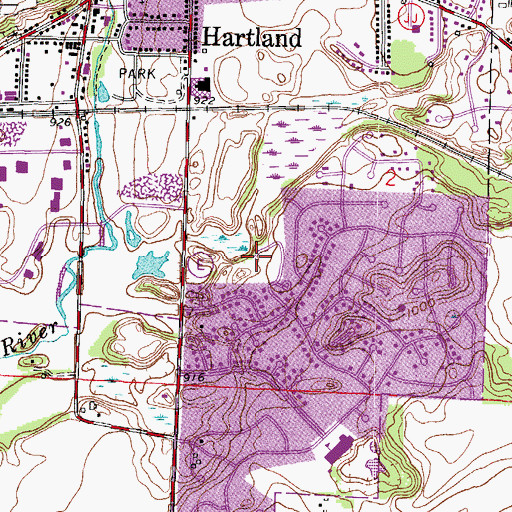 Topographic Map of Penbrook Park, WI