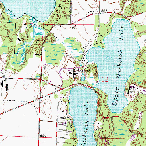 Topographic Map of Rogers Memorial Hospital, WI