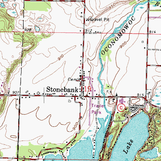 Topographic Map of Saint Johns Evangelical Lutheran Church, WI