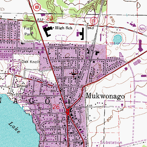 Topographic Map of Saint Johns Lutheran School, WI
