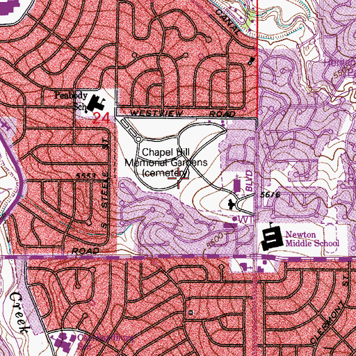 Topographic Map of Olinger Chapel Hill Memorial Gardens, CO