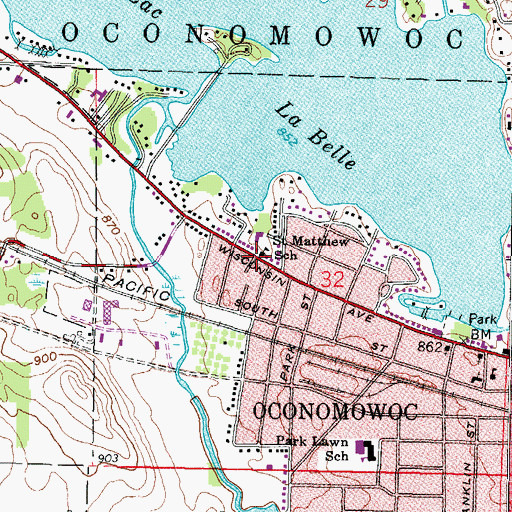 Topographic Map of Saint Matthews Evangelical Lutheran Church, WI