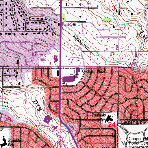 Topographic Map of Orchard Plaza, CO