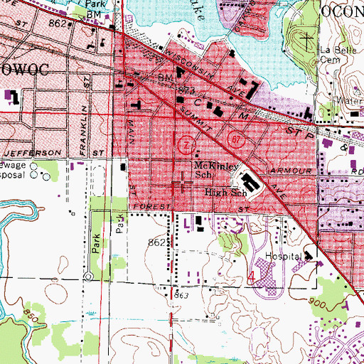 Topographic Map of Westover Park, WI