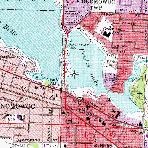Topographic Map of Zion Episcopal Church, WI