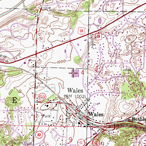 Topographic Map of Kettle Moraine High School, WI
