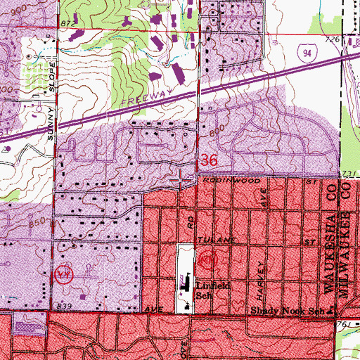 Topographic Map of Kinsey Park, WI