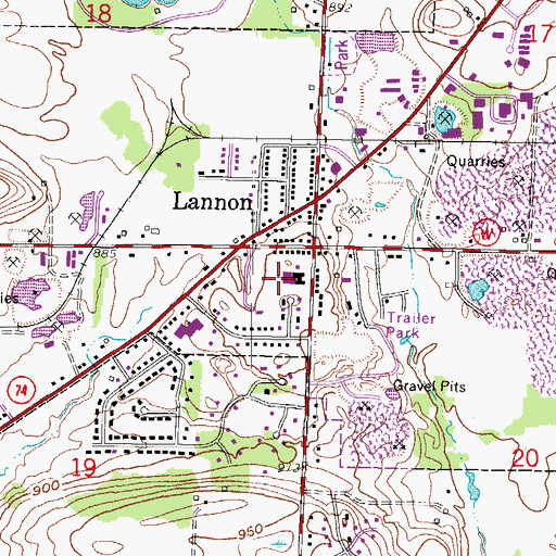 Topographic Map of Lannon Elementary School, WI