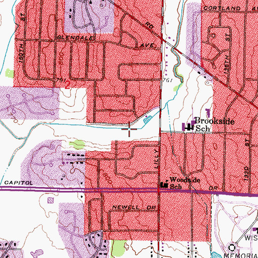 Topographic Map of Lilly Heights Park, WI
