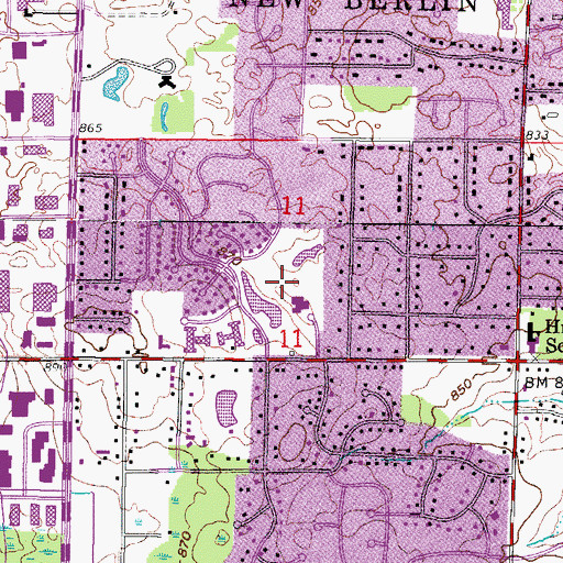 Topographic Map of Lions Park, WI