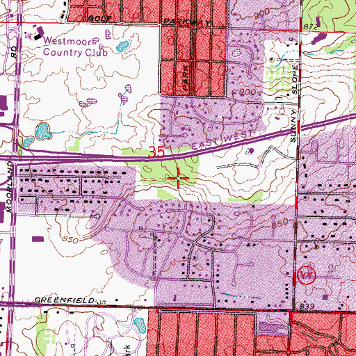 Topographic Map of Mary Knoll Park, WI