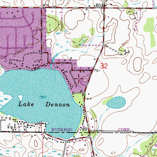 Topographic Map of McLaughlins Subdivision, WI