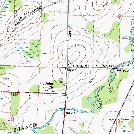 Topographic Map of Baldwins Mill, WI