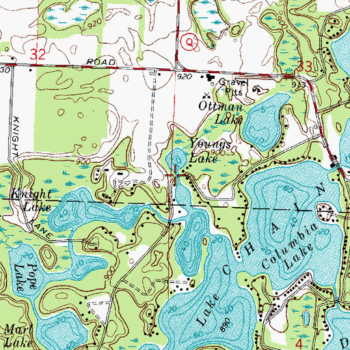 Topographic Map of Benedict Bridge, WI