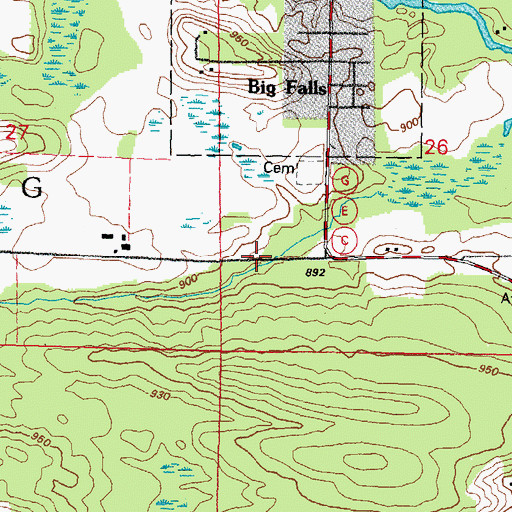 Topographic Map of Big Falls Dairy Farm, WI