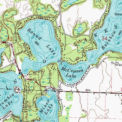 Topographic Map of Brownes Point, WI