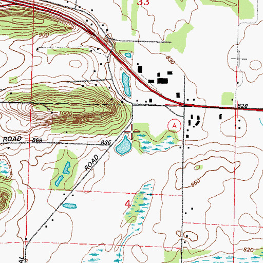 Topographic Map of Bunker Hill School (historical), WI