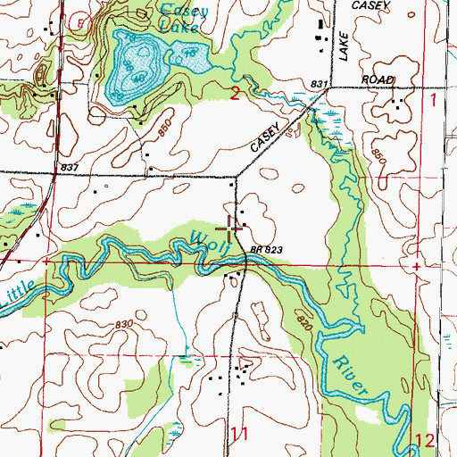Topographic Map of Casey School (historical), WI