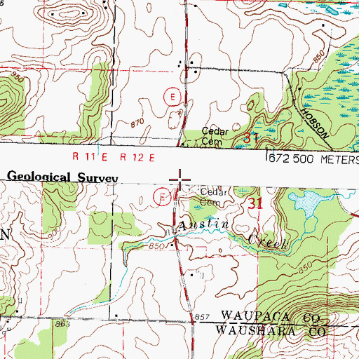 Topographic Map of Cedar School (historical), WI