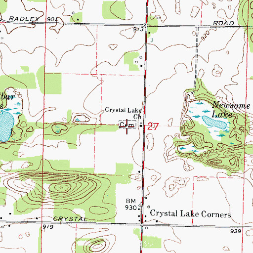 Topographic Map of Crystal Lake Cemetery, WI