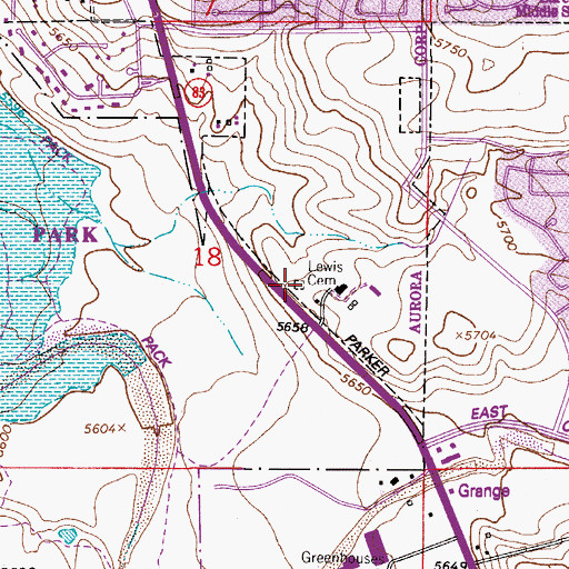 Topographic Map of Lewis Cemetery, CO