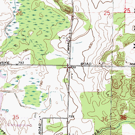 Topographic Map of Elm School (historical), WI