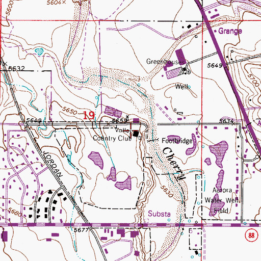Topographic Map of Valley Country Club, CO