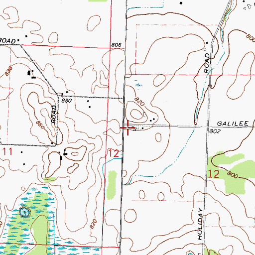 Topographic Map of Galilee School (historical), WI