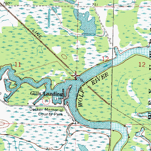 Topographic Map of Gills Landing Station (historical), WI