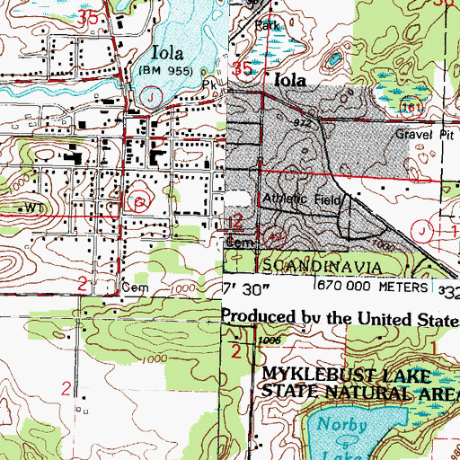 Topographic Map of Iola - Scandinavia Elementary School, WI
