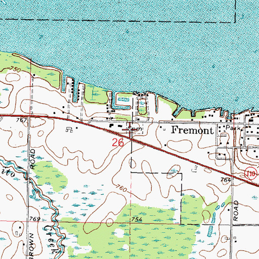 Topographic Map of Lakeside Cemetery, WI