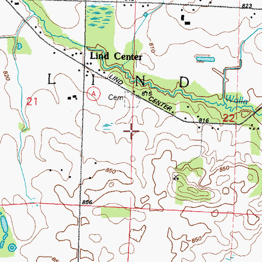 Topographic Map of Lind Center Cemetery, WI