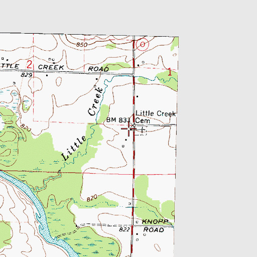 Topographic Map of Little Creek School (historical), WI