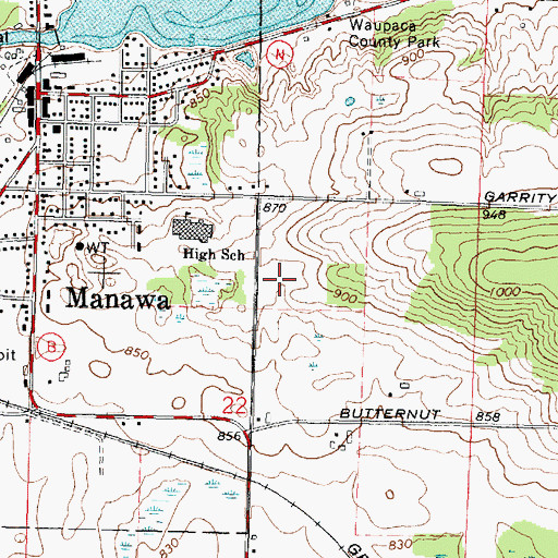 Topographic Map of Manawa Elementary School, WI