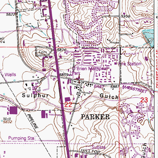 Topographic Map of Parker, CO
