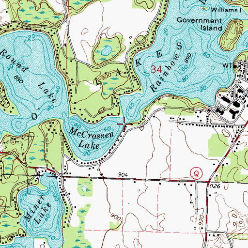 Topographic Map of Merriam Point, WI