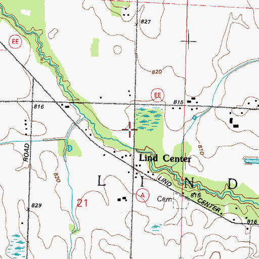 Topographic Map of Lind Center School (historical), WI