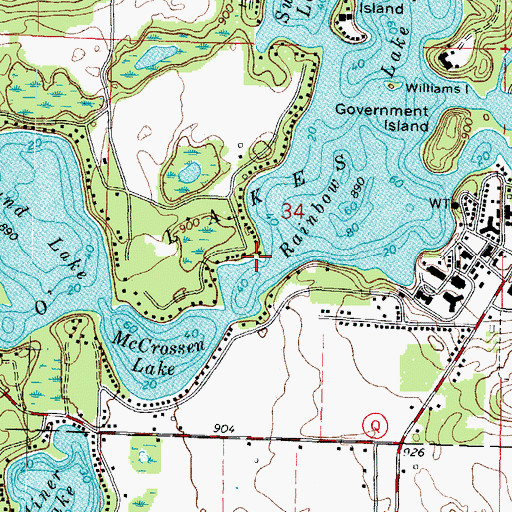 Topographic Map of Norris Point, WI