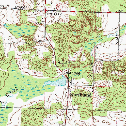 Topographic Map of Northland Cemetery, WI