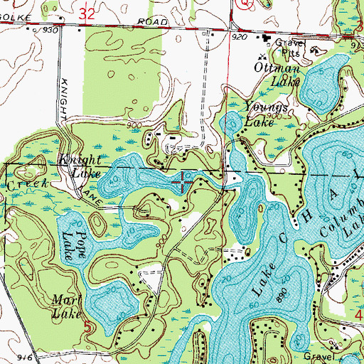 Topographic Map of Lake Orlando, WI