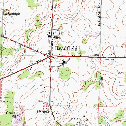 Topographic Map of Readfield Elementary School, WI