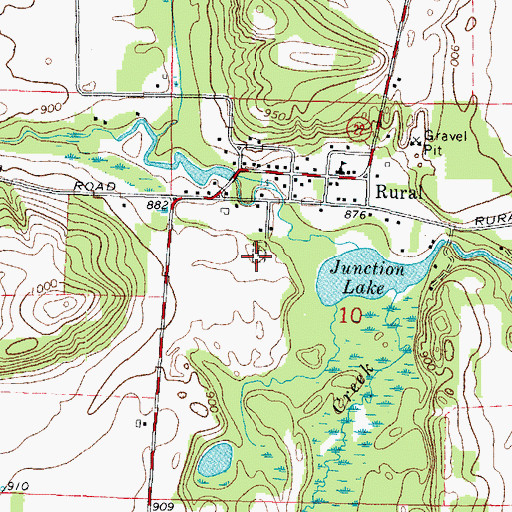 Topographic Map of Rural Cemetery, WI