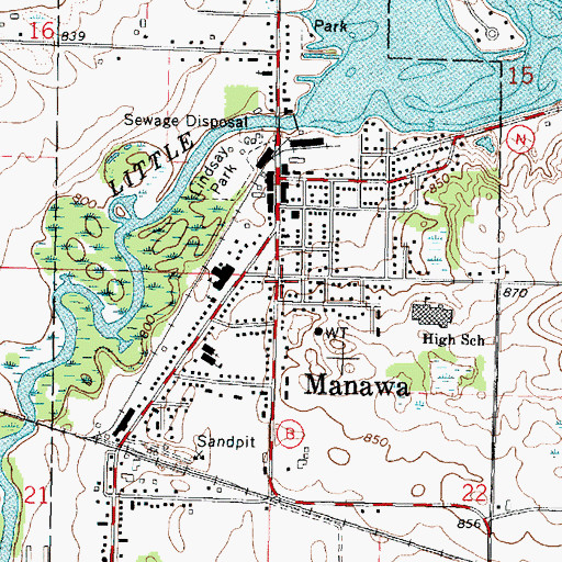 Topographic Map of Sacred Hearth Catholic Church, WI