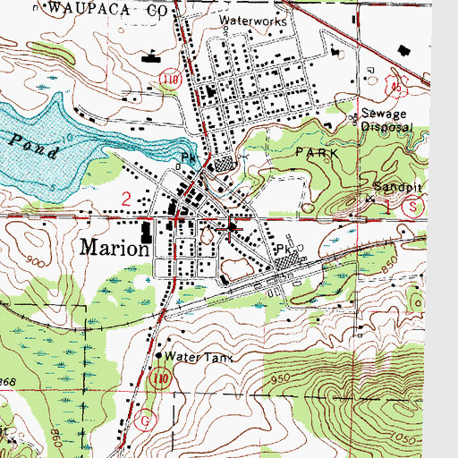 Topographic Map of Saint Johns Lutheran Church, WI