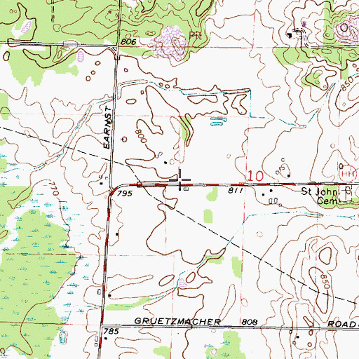 Topographic Map of Saint Johns School (historical), WI