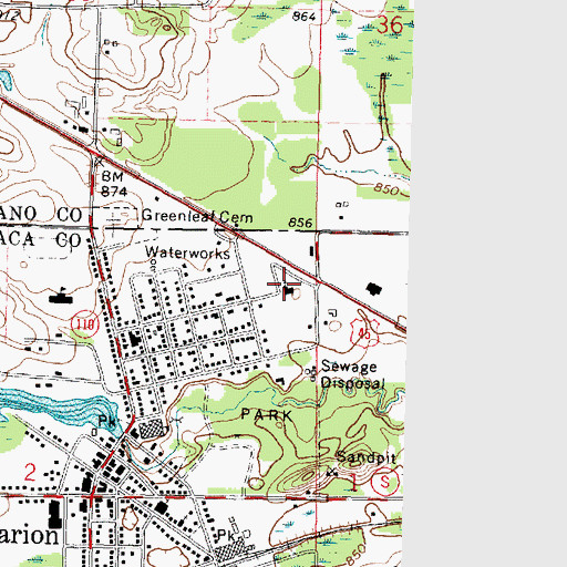 Topographic Map of Saint Marys Catholic Church, WI